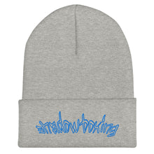 Load image into Gallery viewer, micro Shadowboxing cuffed beanie (toque) - Blue Font
