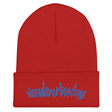 Load image into Gallery viewer, micro Shadowboxing cuffed beanie (toque) - Blue Font
