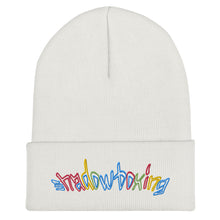 Load image into Gallery viewer, micro Shadowboxing cuffed beanie (toque) (multicoloured font)
