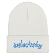 Load image into Gallery viewer, micro Shadowboxing cuffed beanie (toque) - Blue Font
